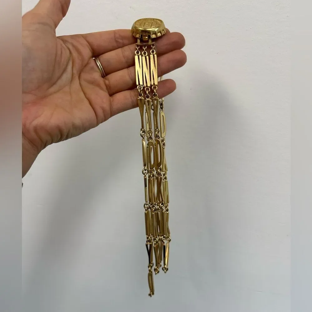 Vintage DKNY 80’s RARE Bottle Cap Layered Necklace Gold Tone - Picture 8 of 13